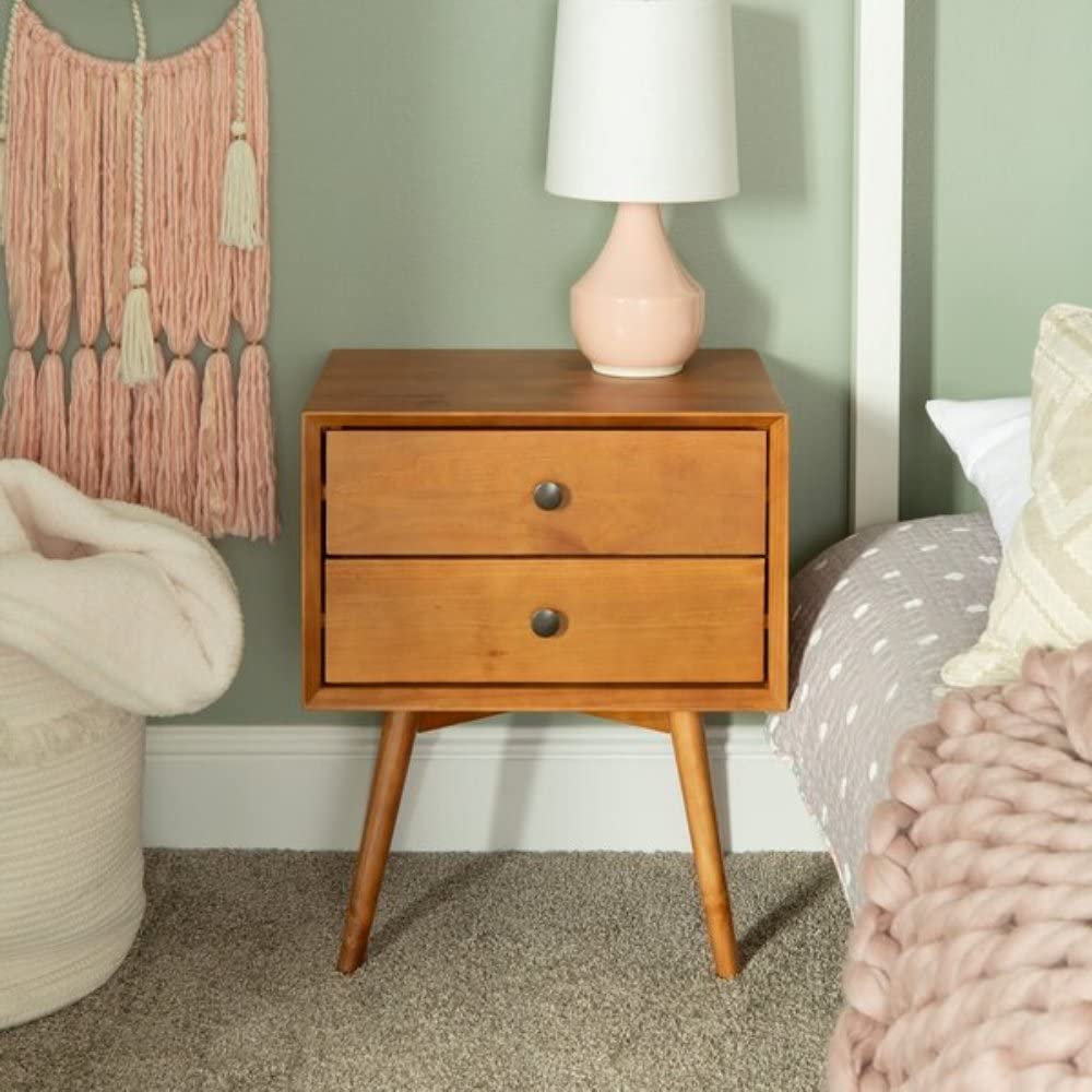 Caramel Mid Century Modern Nightstand 24'' H X 20'' W X 14'' D Size