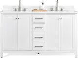 Bathroom Vanity with Sink, Solid Wood Vanity Cabinet with Carrara Marble Stone Top