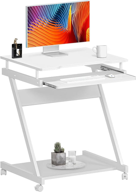 Z-Type Laptop Desk Mobile Standing Laptop Cart Small Workstation with