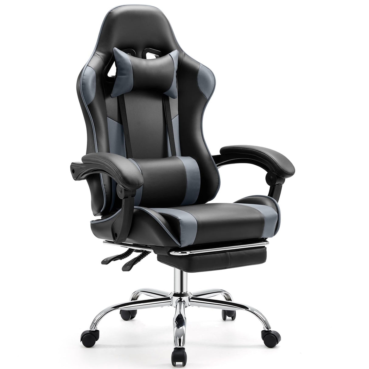 Video Game Desk Chair - Ergonomic Computer with Footrest and Comfy Lumbar Support