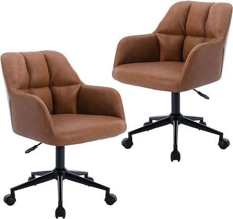 Modern PU Leather Office Chair, Height Adjustable Comfy Desk Chair with Wheels