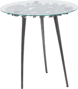 Aluminum Metal Side End Accent Table End Table with Clear Glass Top