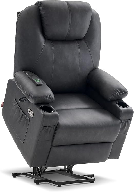 ComfortRise Power Lift Recliner Chair – Vibration, Cup Holders & Extended Footrest