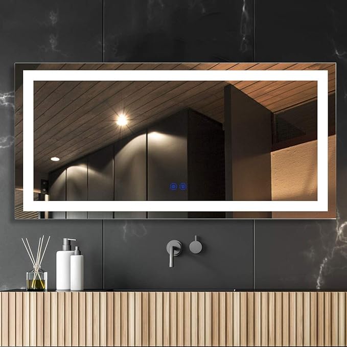 LED Bathroom Mirror with Lights 84 x 40 Inch for Wall,Smart Mirror Bathroom with Bluetooth Speaker, Anti-Fog & Dimming Vanity Mirror (Vertical/Horizontal)