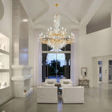 Gold Crystal Contemporary Chandelier Foyer Entryway Lighting, 2-Tier Large Foyer