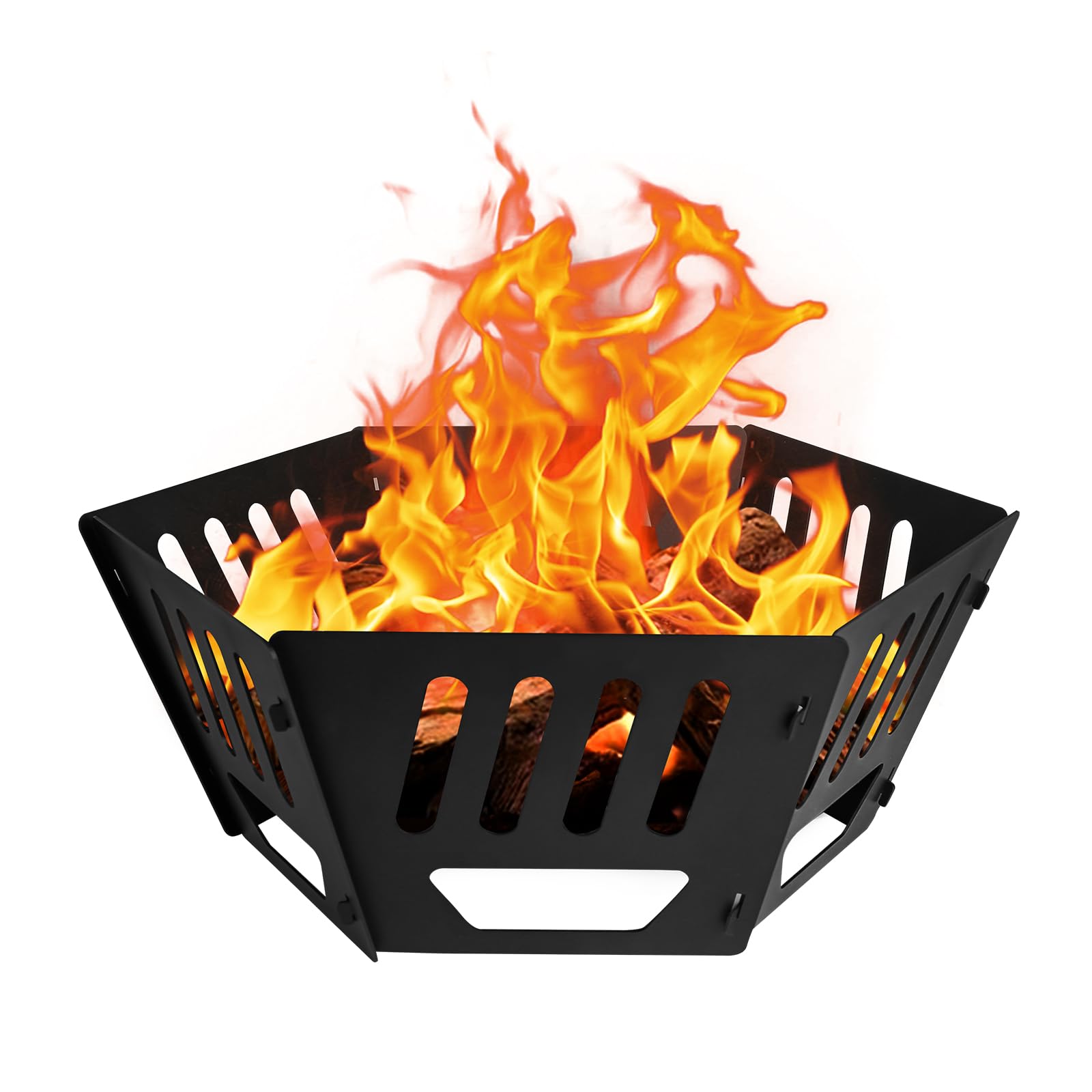 24-inch Fire Pit, Outdoor Portable Wood-Burning Fire Pit Log Stove Fireplace for Camping