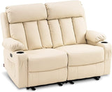 Power Loveseat Recliner, Electric Reclining Loveseat Sofa with Heat and Vibration, Cup