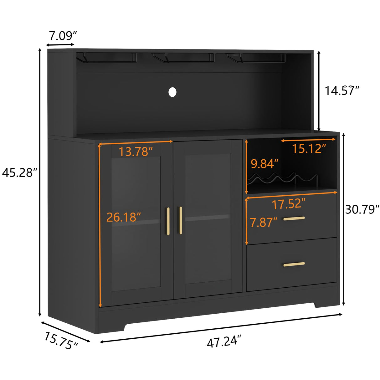 Wine Bar Cabinet with LED Light, Home Coffee Cabinet with Wine and Glass Rack