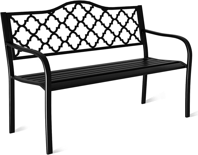 Metal Outdoor Bench, Weatherproof Garden Bench