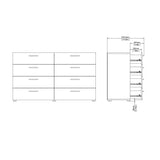 Tvilum 8 Drawer Double Dresser, 15.85" D x 55.12" W x 32.17" H, Black Matte