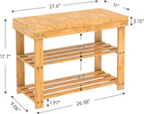 Bamboo Shoe Rack Wood Bench with Storage Shelf for