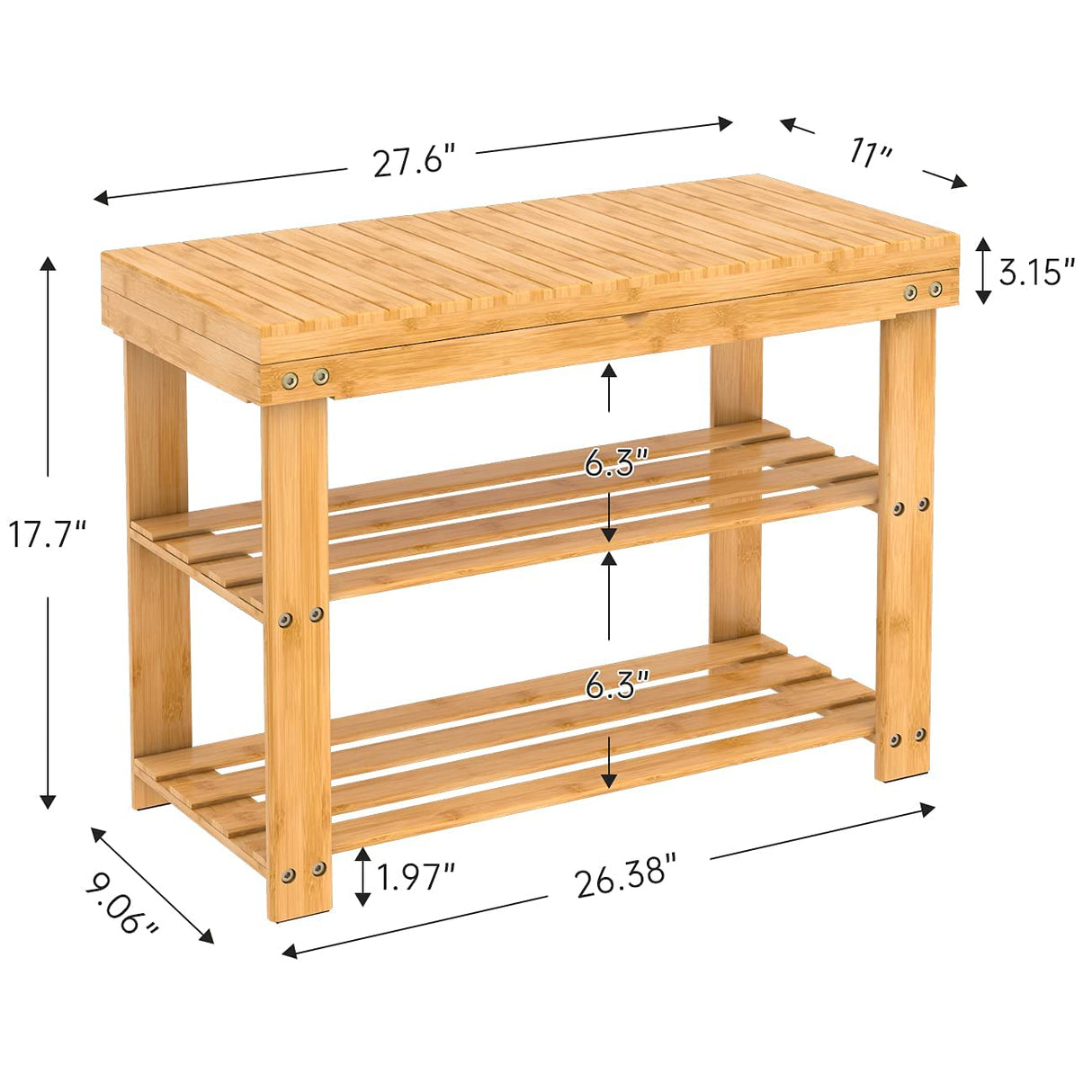 Bamboo Shoe Rack Wood Bench with Storage Shelf for