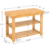 Bamboo Shoe Rack Wood Bench with Storage Shelf for