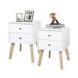 TaoHFE White Nightstand Set of 2 Bedroom Nightstand Modern Dresser and Nightstand Set 2 White Nightstand with Drawers Night Stand for Bed Room with Rubber Wood Leg