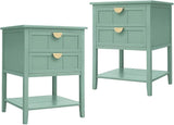 Night Stand End Tables - Small Bedside Tables with 2 Drawers, Wood Nightstands droom