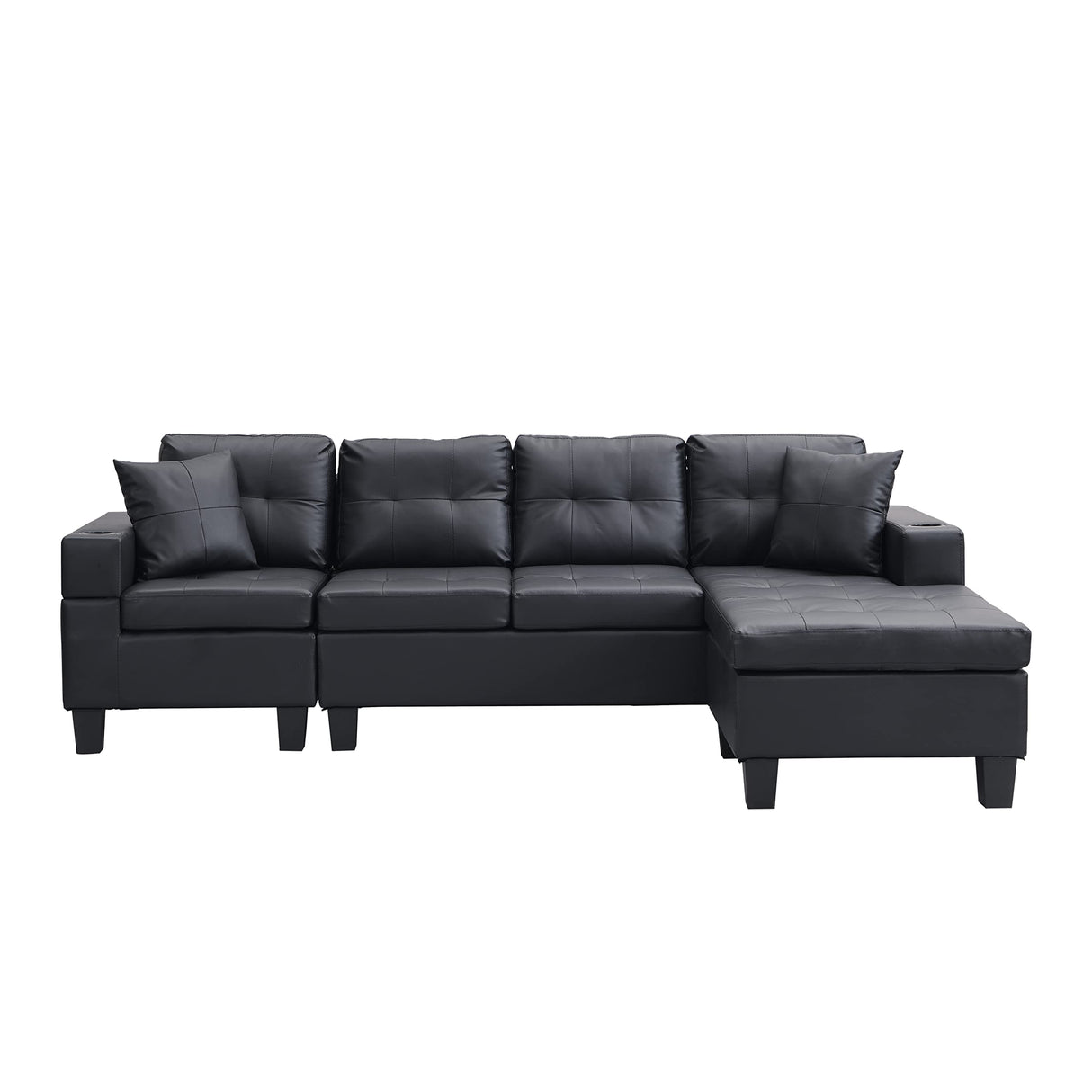 Sectional Sofa L-Shaped Couch Right Hand Chaise with 2 Pillow Upholstered Sofá