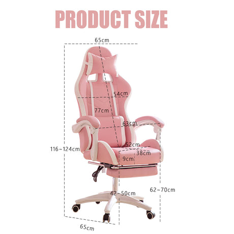 White Gaming Chair for Girls,Adult Computer Chair with Footrest