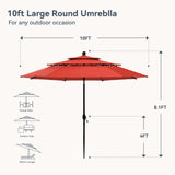 10ft Patio Umbrella Outdoor 3 Tier Vented Market Table Umbrella with 1.5" Umbrella Pole and 8 Sturdy Ribs,