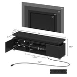 TV Stand with Power Outlet & LED Lights, Modern Entertainment Center