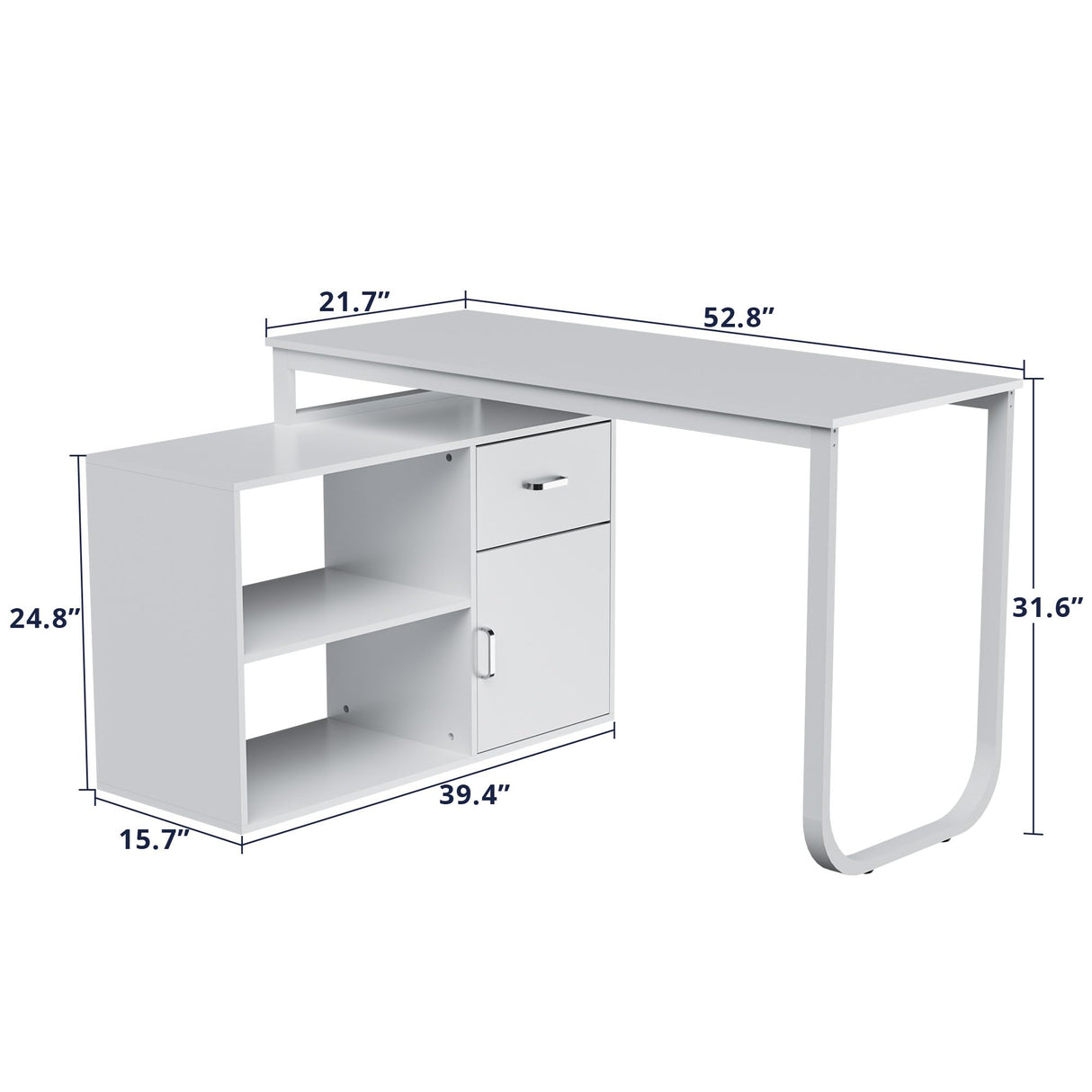 Large L-Shaped Computer Desk, 53" Home Office Desk with Storage File Cabinet