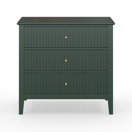 Fluted 3 Drawer Dresser Set of 2, Wide Chest of Drawers with Ball Bearing Slide Modern 30 inch Tall Wood