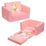 2-in-1 Flip Out Comfy Toddler Couch, Lovely Kids Chair Convertible Sofa to Lounger for Story/Nap