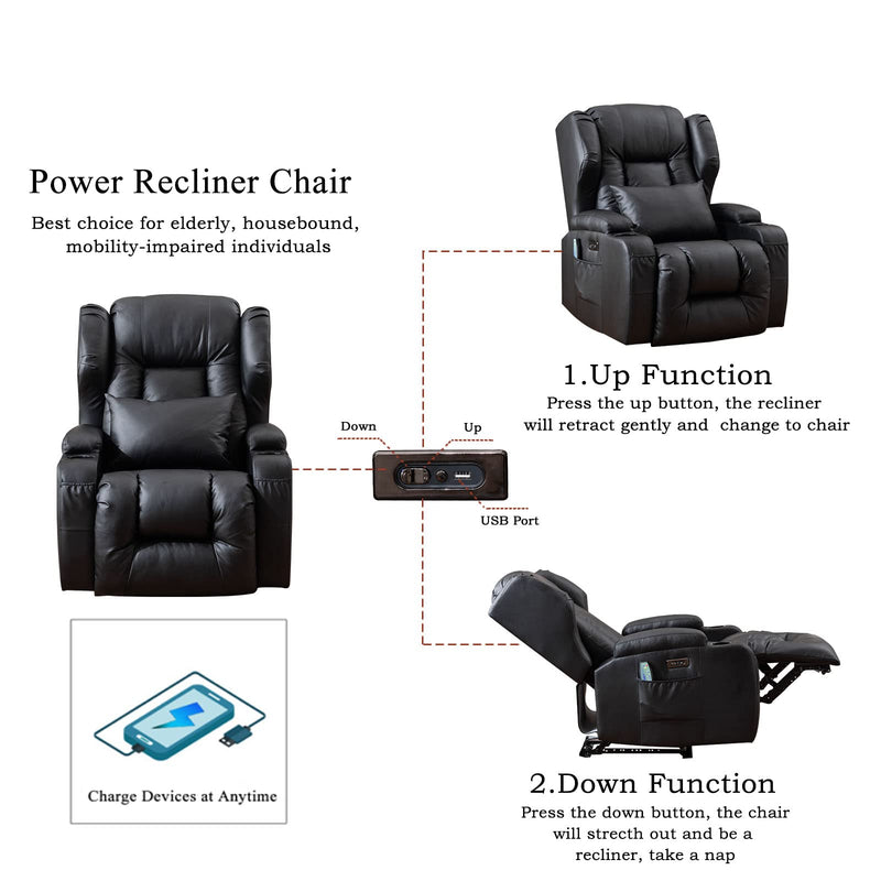 Electric Power Recliner Chair with Massage and Heat Recliner Chairs for Adults