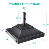 Fillable Mobile Umbrella Base, Heavy Duty Base, Square Tiered Market Stand for Patio