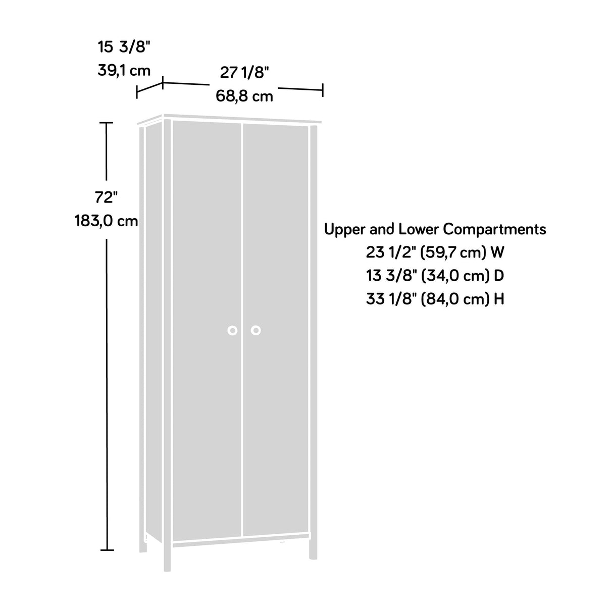 Miscellaneous Storage Cabinet, L: 27.09" x W: 15.39" x H: 72.05", Natural Maple Finish