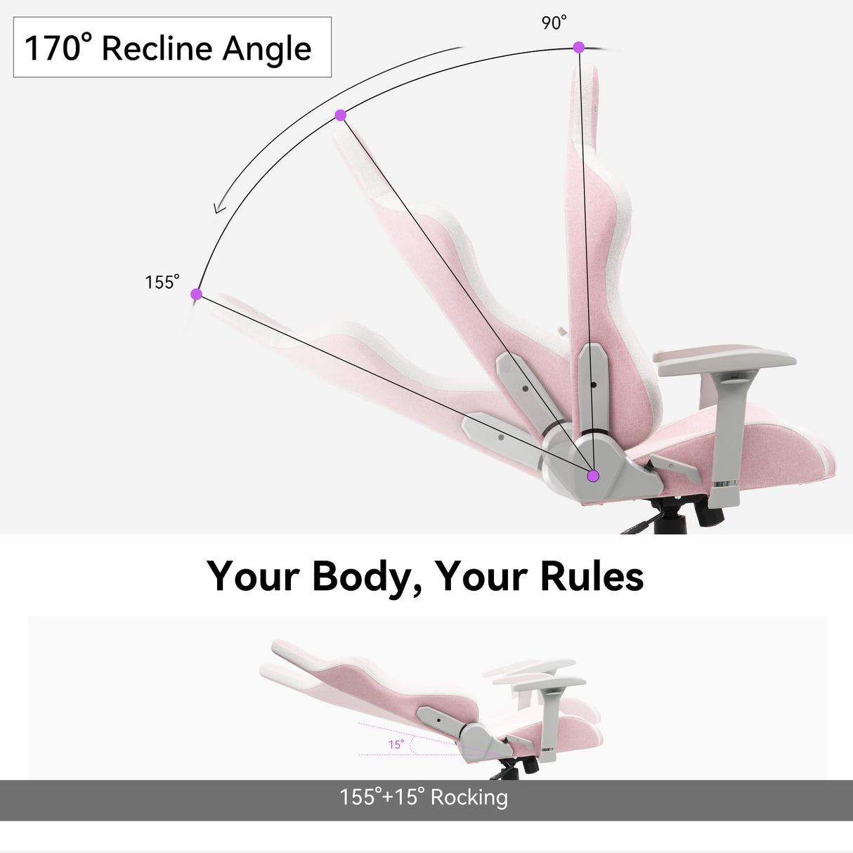 Gaming Chair with 4D Armrests - 155° Reclining High Back Ergonomic Office Chair