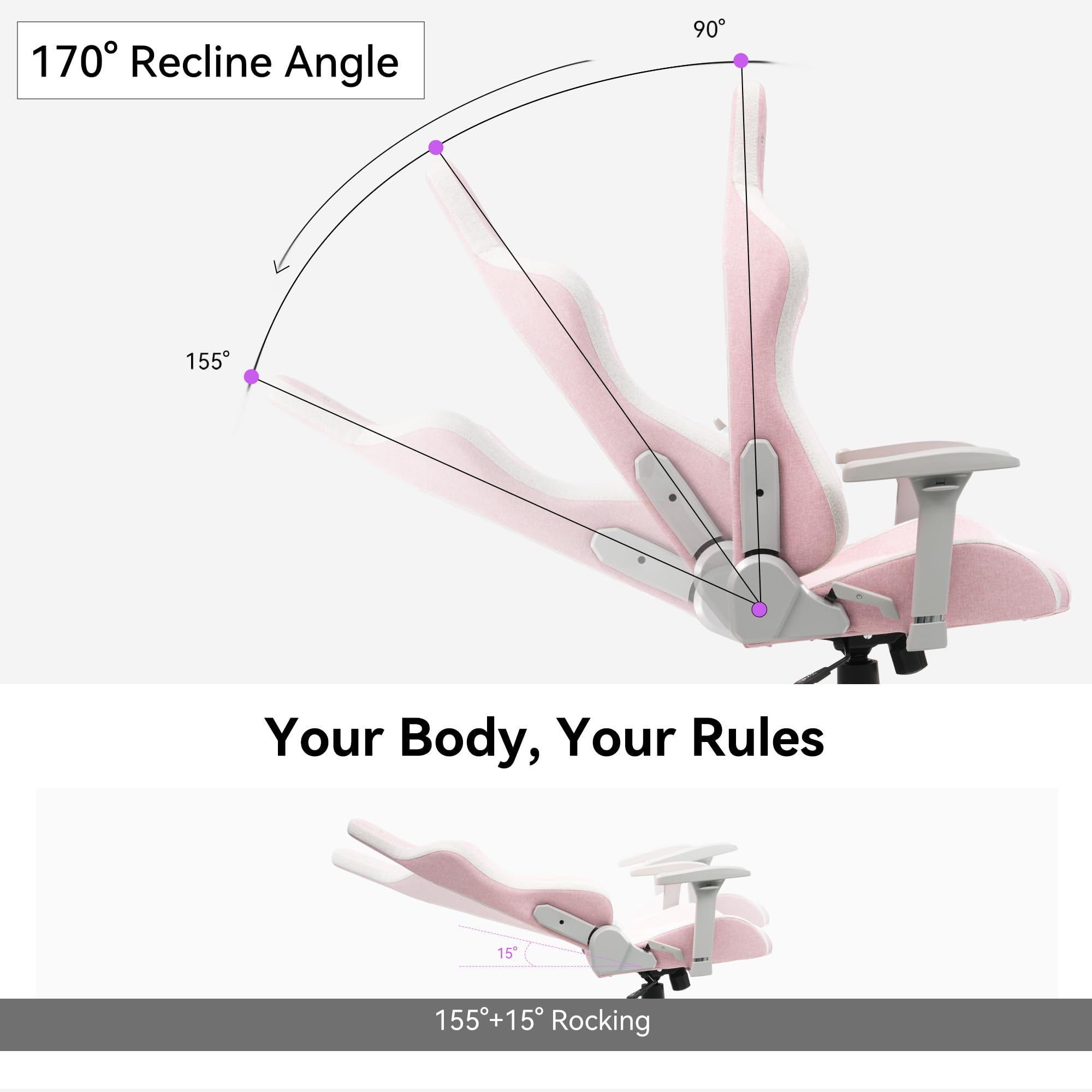Gaming Chair with 4D Armrests - 155° Reclining High Back Ergonomic Office Chair