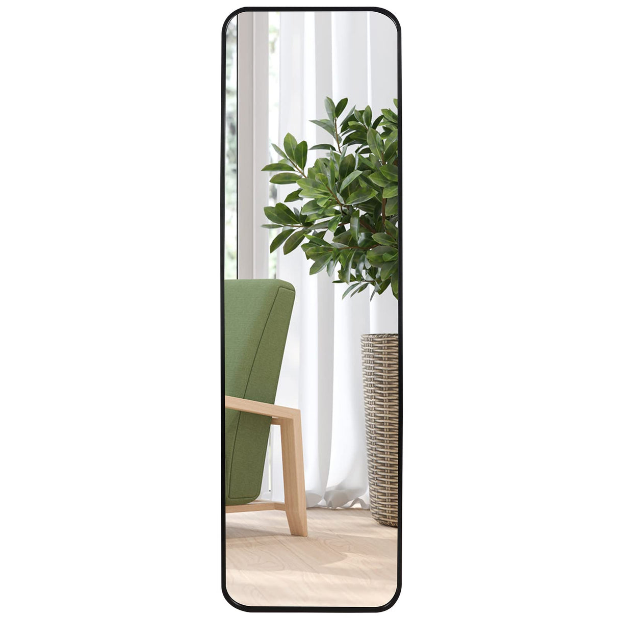 Giftgarden 47”x14” Black Full Length Mirror Aluminum Alloy Framed, Sleek Long Full-Body Metal Tall Mirror Wall Mounted or Hang Over The Door for Bedroom Bathroom Closet