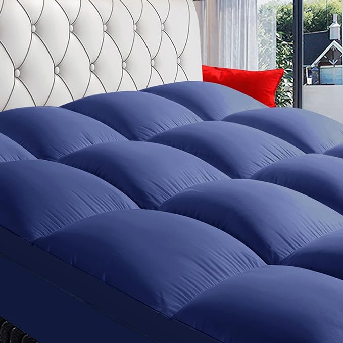 Twin XL Mattress Topper, Extra Thick Pillowtop, Cooling Mattress Topper, Plush Mattress Pad Cover 400TC Cotton Top Protector with 8-21 Inch Deep Pocket 3D Snow Down Alternative Fill