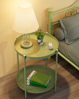 2 Tier End Table - Metal Side Table Waterproof Small Sofa Coffee Side Tables Bedroom