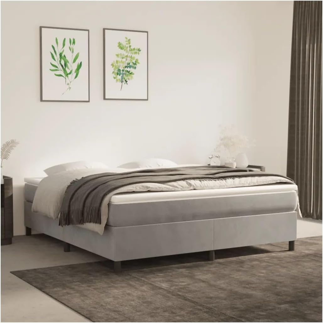 Bed Frame Light Gray 72"X83.9" California King Velvet 3121159