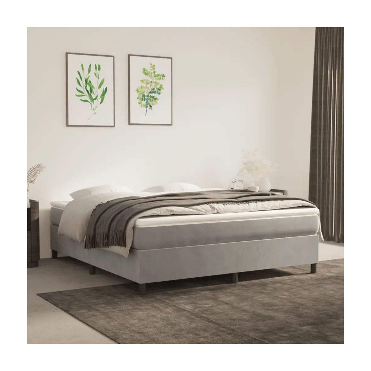 Bed Frame Light Gray 72"X83.9" California King Velvet 3121159