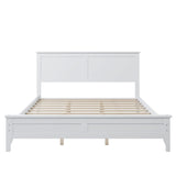 Modern Simple Solid Wood Platform Bed Wood Bed with Headboard White - Queen