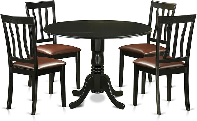 DLAN5-BLK-C 5 Piece Dining Room Table Set Includes a Round Kitchen Table