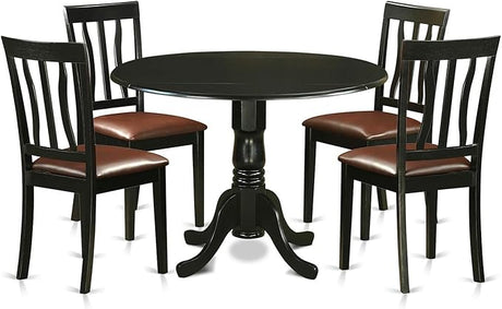 DLAN5-BLK-C 5 Piece Dining Room Table Set Includes a Round Kitchen Table