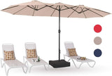 15ft Large Patio Umbrellas with Base, Outdoor Double-Sided Rectangle Market Umbrella for Pool Lawn Garden,