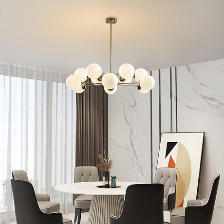 Light Globe Sputnik Chandelier Milk Glass Modern Gold Chandelier Light Fixture
