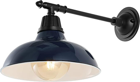 Wallace 12.25" 1-Light Farmhouse Industrial Indoor/Outdoor Iron LED Victorian Arm Outdoor