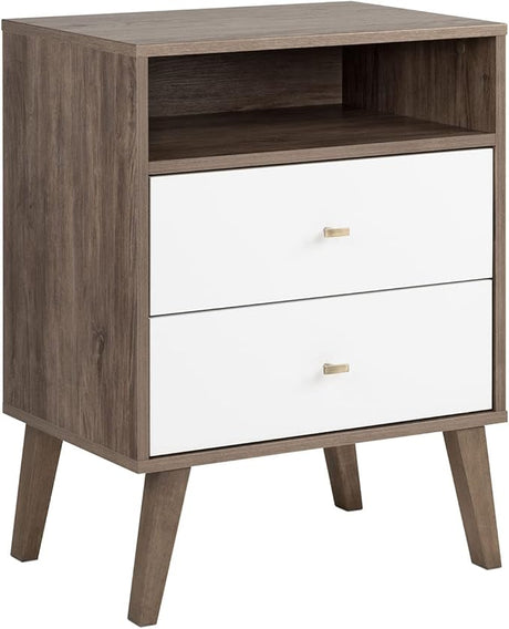 Milo 2-drawer Tall Nightstand with Open Shelf, Cherry