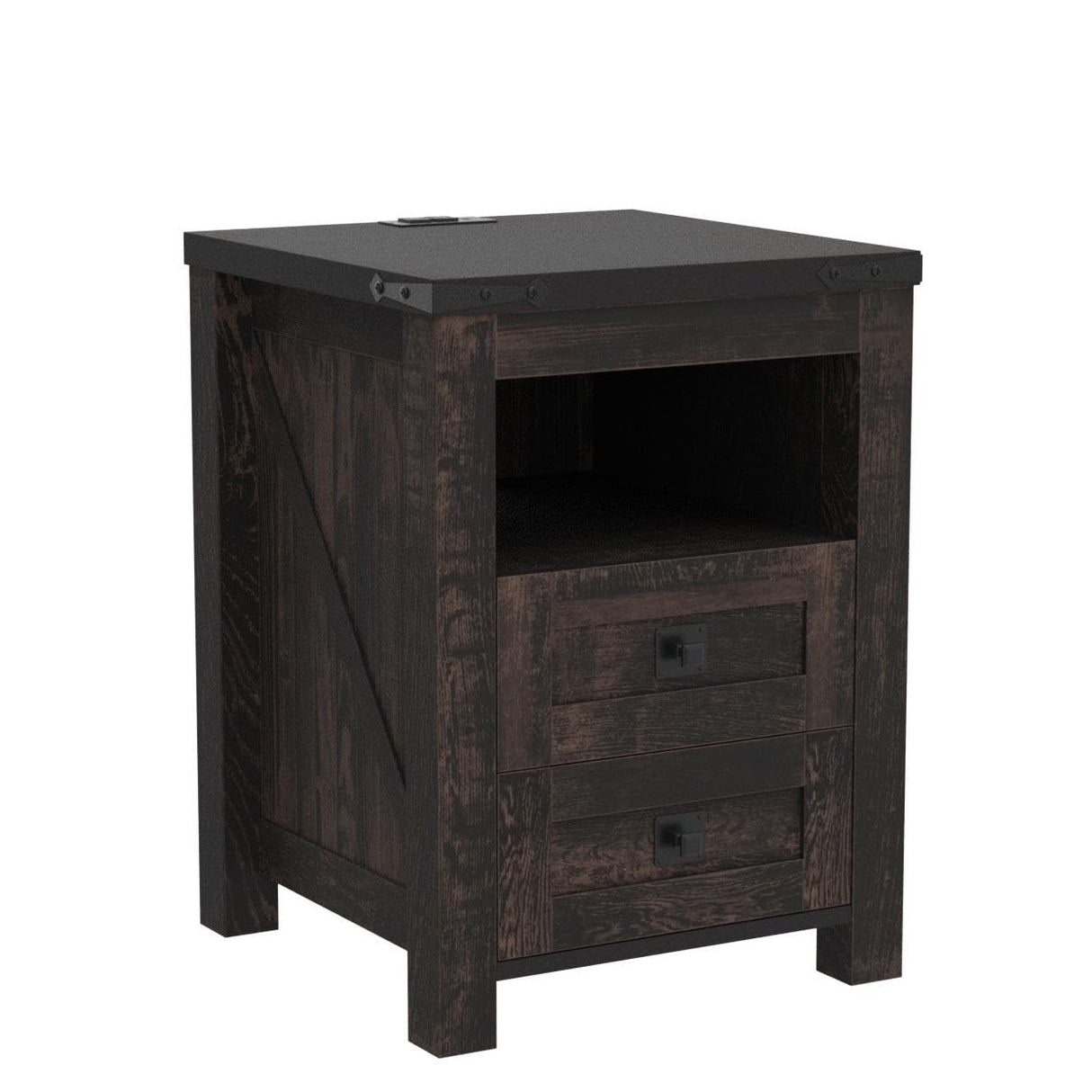 Nightstand with Charging Station, End Table, Side Table with 2 Drawers Storage Cabinet for Bedroom,