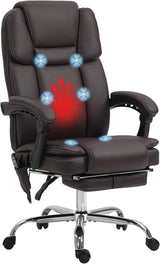 Massage Office Chair with 6 Vibration Points, Heated Reclining PU Leather Computer Chair