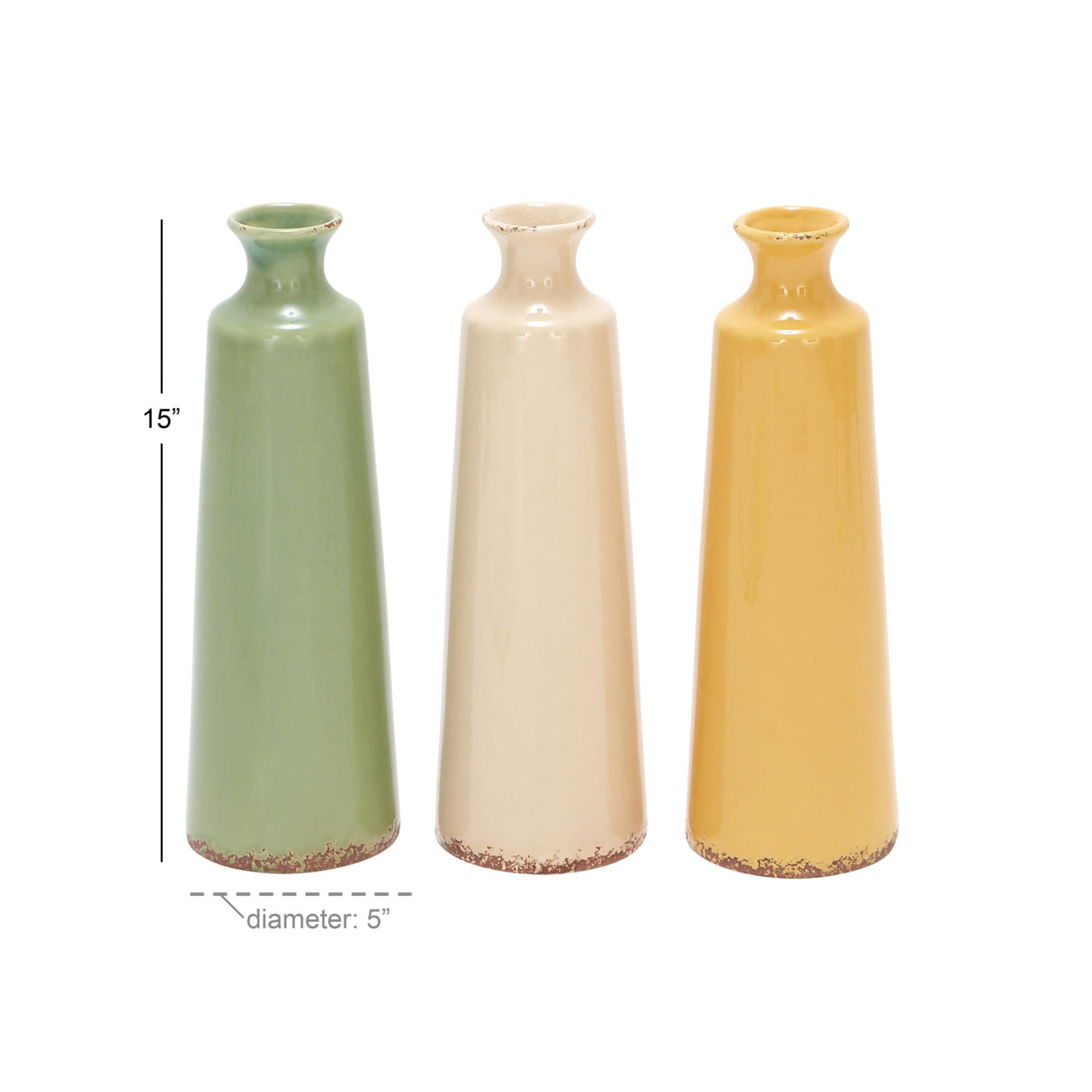 Ceramic Vase, 3 Assorted, 15 by 5"