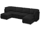 Oversized U Shaped Modular Sectional Sofa 6 Seat Corduroy Cloud Modular Couch