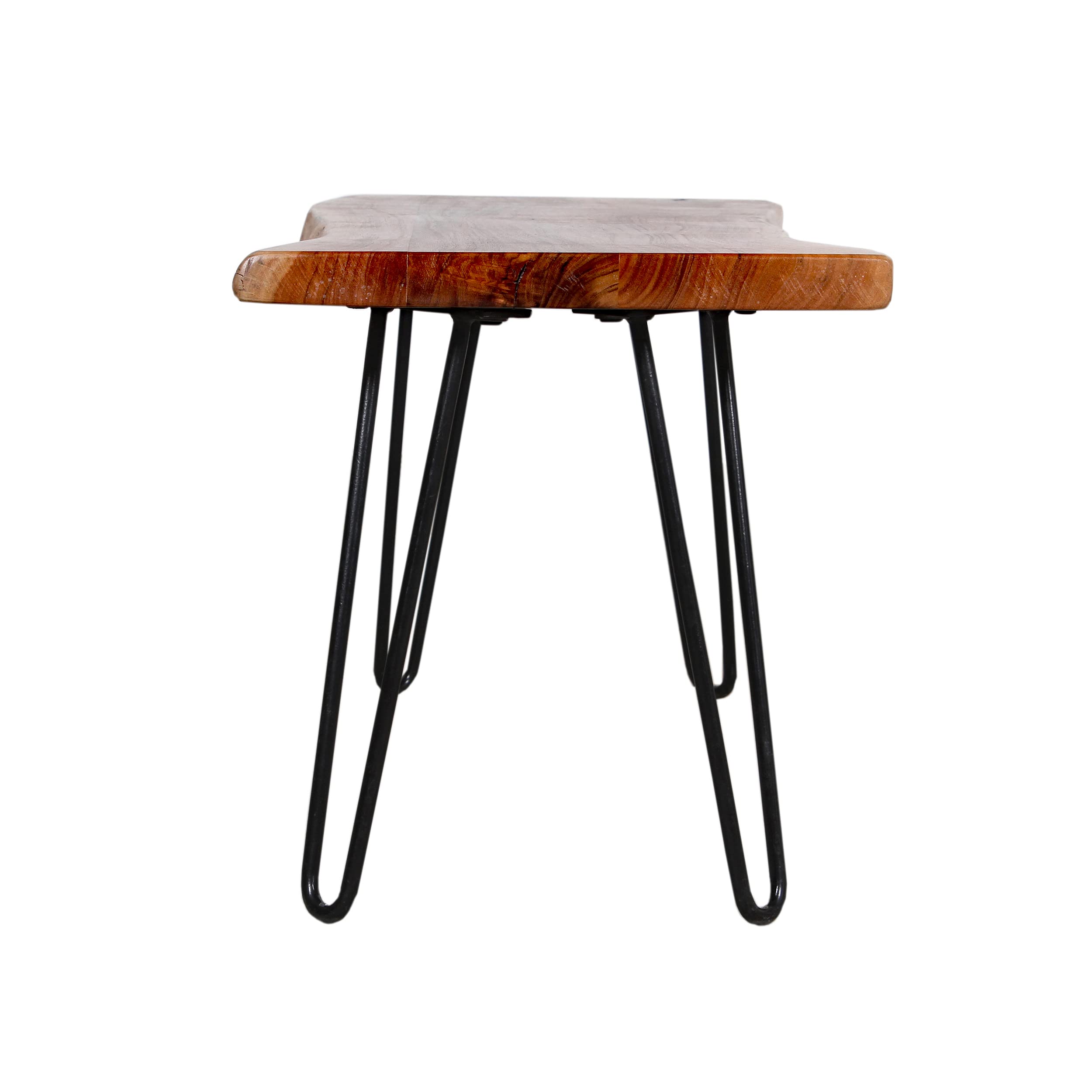 Live Edge Bench, w/Natural Wood and Metal Hairpin Legs