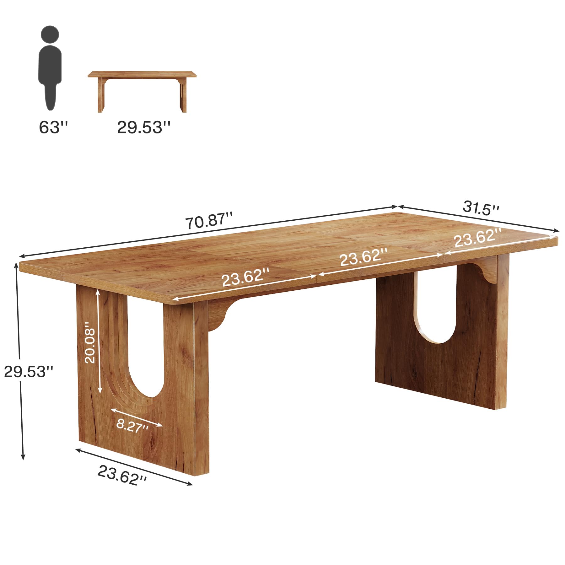 71" Modern Rectangular Dining Table for 6-8 People