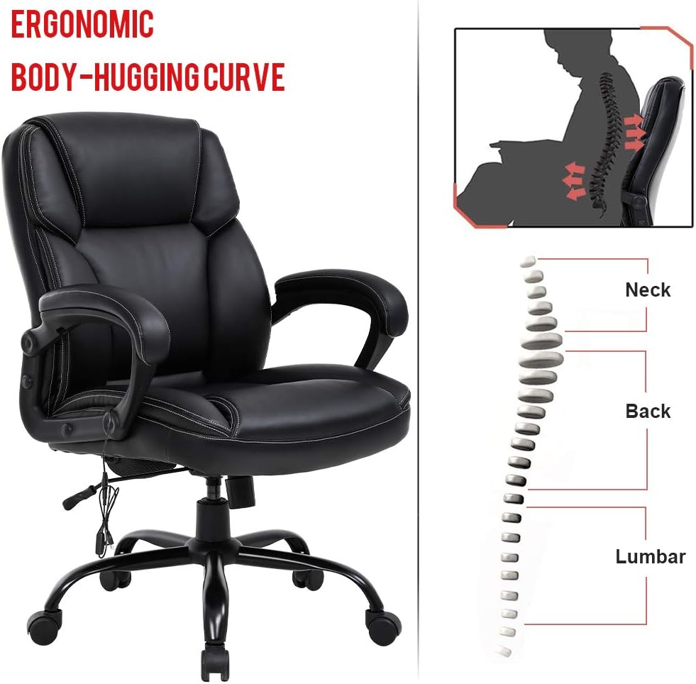 FURNITURE 400lbs Wide Seat Ergonomic Desk Massage Computer Lumbar Support